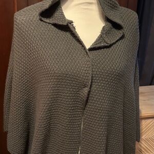 Gray Women's Poncho Shawl Sweater